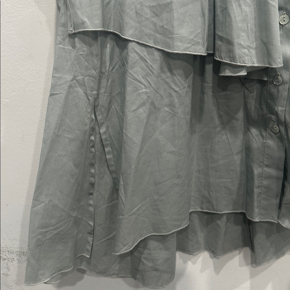 matthildur green long sleeve tunic button up shirt avant garde lagenlook NWT - Picture 4 of 10